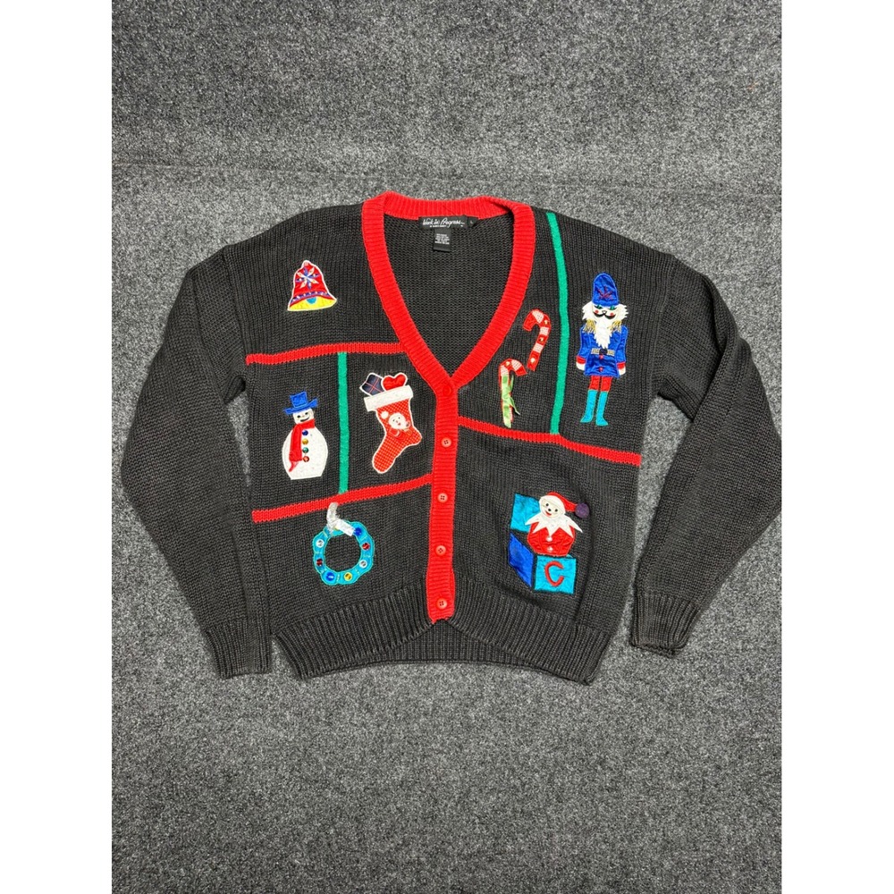 Vintage ugly Christmas sweater embellished kitschy 90s holiday festive whimsical